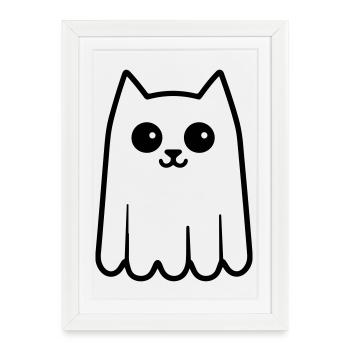 Cat Ghost - Framed poster (27 × 37 cm) - white - Front