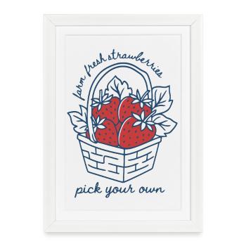 Panier de fraises avec message personnalisé - Affiche encadrée (27 × 37 cm) - blanc - Devant