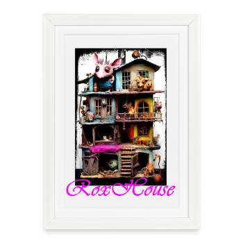 Playful mouse house with colorful design dolls - Framed poster (27 × 37 cm) - white - Front