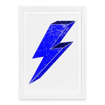 Blue lightning design for dynamism 3D - Framed poster (27 × 37 cm) - white - Front