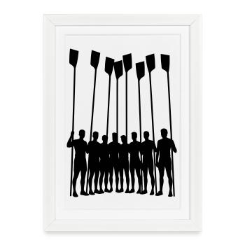 Rowing Team Silhouette – Eight with Straps | Row - Framed poster (27 × 37 cm) - white - Front
