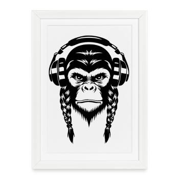 Beat Monkey Head Bass Drop Edition Shirt - Framed poster (27 × 37 cm) - white - Front
