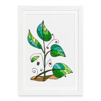 feuilles - Affiche encadrée (27 × 37 cm) - blanc - Devant