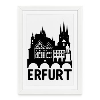 Erfurt Landmark Silhouette - Framed poster (27 × 37 cm) - white - Front