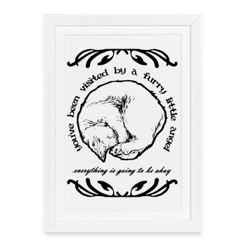 VOUS AVEZ REÇU LA VISITE D’UN PETIT ANGE À FOURRURE - Affiche encadrée (27 × 37 cm) - blanc - Devant