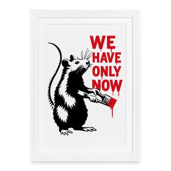 We Only Now Rat Art - Framed poster (27 × 37 cm) - white - Front