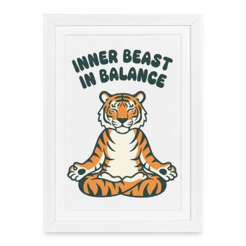 Bête intérieure en équilibre – Tigre - Affiche encadrée (27 × 37 cm) - blanc - Devant