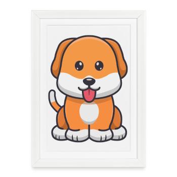 Chien mignon - Affiche encadrée (27 × 37 cm) - blanc - Devant
