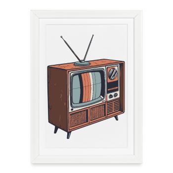 Télé rétro illustration vintage - Affiche encadrée (27 × 37 cm) - blanc - Devant