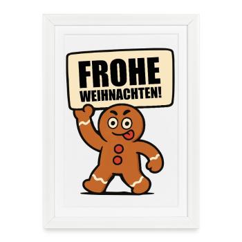 bonhomme en pain d’épice joyeux Noël - Affiche encadrée (27 × 37 cm) - blanc - Devant