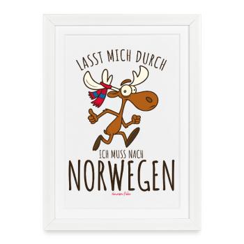 Laissez-moi passer, je dois aller en Norvège - Affiche encadrée (27 × 37 cm) - blanc - Devant