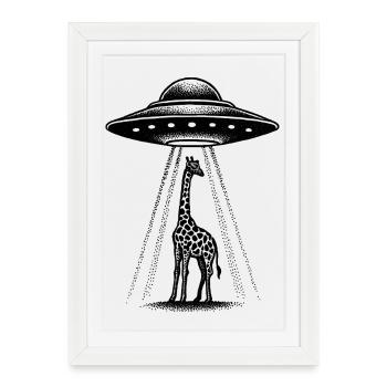 Girafe extraterrestre - Affiche encadrée (27 × 37 cm) - blanc - Devant