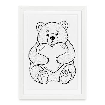 Teddy bear with heart – cuddly love - Framed poster (27 × 37 cm) - white - Front