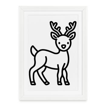 cerf - Affiche encadrée (27 × 37 cm) - blanc - Devant