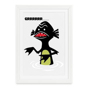 Monstre d’Eau - Affiche encadrée (27 × 37 cm) - blanc - Devant