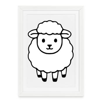 Mouton mouton agneau - Affiche encadrée (27 × 37 cm) - blanc - Devant