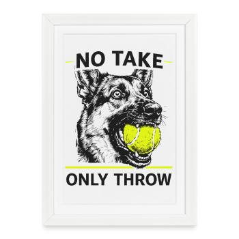 No Hold, Just Throw — Dog - Framed poster (27 × 37 cm) - white - Front