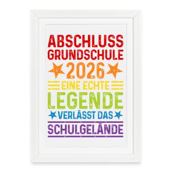 Fin d’études 2026 École primaire Terrain de l’école Legend - Affiche encadrée (27 × 37 cm) - blanc - Devant