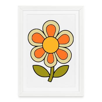 70s flower pattern retro flowerpower - Framed poster (27 × 37 cm) - white - Front