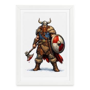 Viking Warrior with Shield - Framed poster (27 × 37 cm) - white - Front