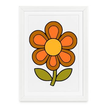 70s flower pattern retro flowerpower - Framed poster (27 × 37 cm) - white - Front