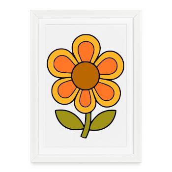 70s flower pattern retro flowerpower - Framed poster (27 × 37 cm) - white - Front