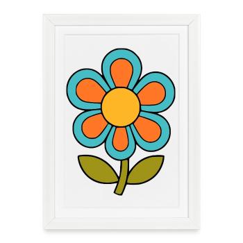 70s flower pattern retro flowerpower - Framed poster (27 × 37 cm) - white - Front