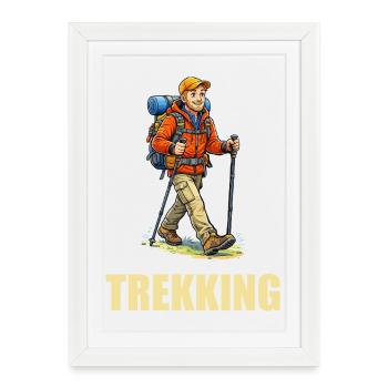 Trekking Adventurer Illustration - Framed poster (27 × 37 cm) - white - Front