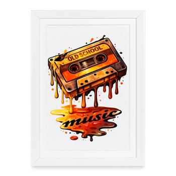 Illustration de cassette Old School Fondant - Affiche encadrée (27 × 37 cm) - blanc - Devant
