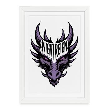 Violet Night Dragon - Night Reign - Framed poster (27 × 37 cm) - white - Front