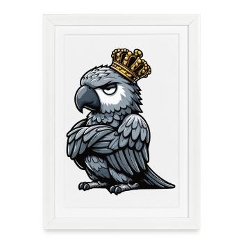 Perroquet gris d'Afrique propriétaire de perroquet gardien de perroquet - Affiche encadrée (27 × 37 cm) - blanc - Devant