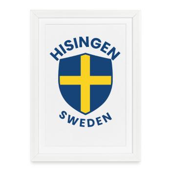 Blason Hisingen, Suède - Affiche encadrée (27 × 37 cm) - blanc - Devant