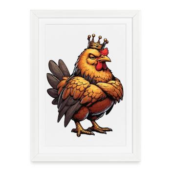 Poulets Poulet Amoureux des poules Coq Propriétaire de poulets - Affiche encadrée (27 × 37 cm) - blanc - Devant