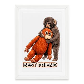 Tendance virale Punch Monkey Baby Baby 2026 - Affiche encadrée (27 × 37 cm) - blanc - Devant