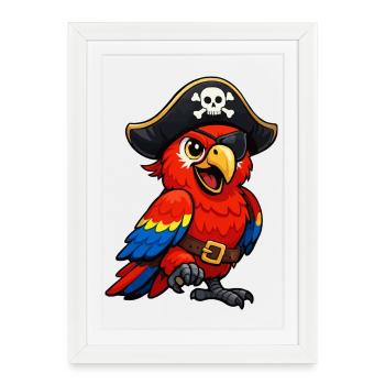 Pirate Perroquet - Affiche encadrée (27 × 37 cm) - blanc - Devant