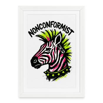 Zebra Punk Maverick Crest Neon Style Rocker - Framed poster (27 × 37 cm) - white - Front