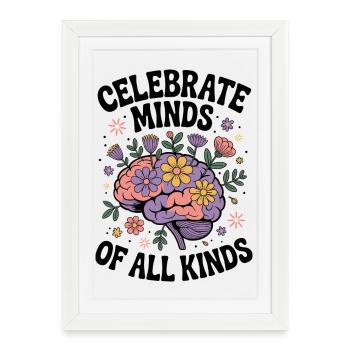 Neurodivergent Brain – ADHD & Autism Flowers - Framed poster (27 × 37 cm) - white - Front