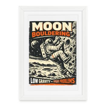 Bloc lunaire : conception vintage d’escalade d’astronaute - Affiche encadrée (27 × 37 cm) - blanc - Devant
