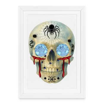 Skull with spiders and diamond eyes t-shirt design - Framed poster (27 × 37 cm) - white - Front