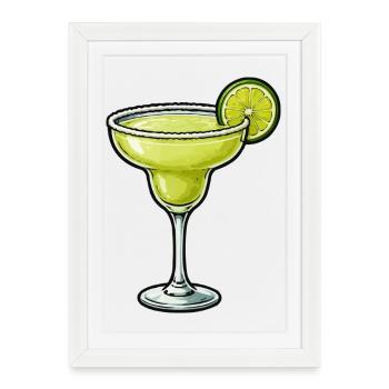 Conception du verre Margarita au citron vert - Affiche encadrée (27 × 37 cm) - blanc - Devant