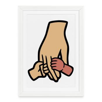 Parents Bébé Mains Amour Famille - Affiche encadrée (27 × 37 cm) - blanc - Devant