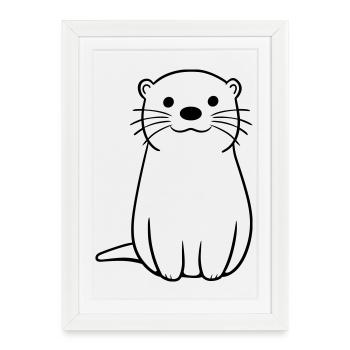 loutre - Affiche encadrée (27 × 37 cm) - blanc - Devant
