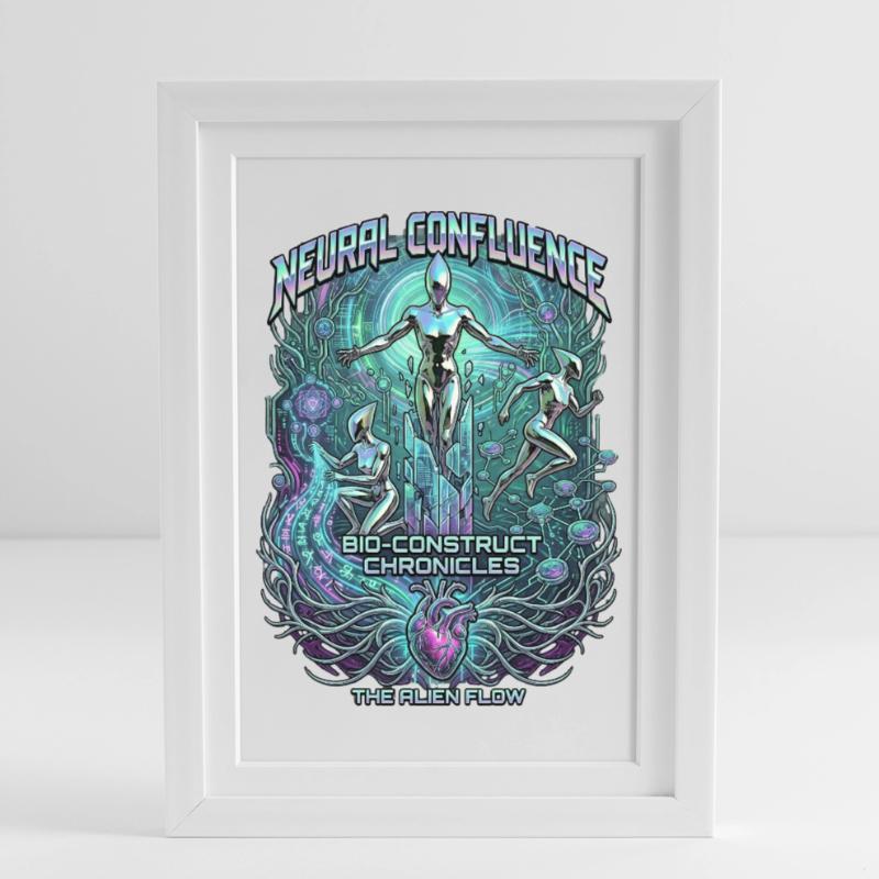 Neural Confluence Bio-Construct Chronicles Gerahmtes Poster (27 × 37 cm)