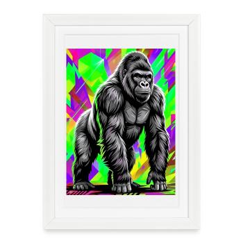 gorille - Affiche encadrée (27 × 37 cm) - blanc - Devant