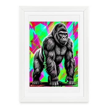 gorille - Affiche encadrée (27 × 37 cm) - blanc - Devant