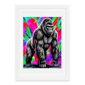 gorille - Affiche encadrée (27 × 37 cm) - blanc - Devant