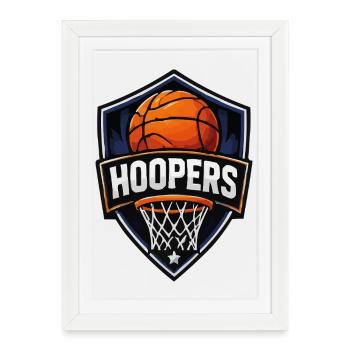 Logo de basket-ball Hoopers Shield - Affiche encadrée (27 × 37 cm) - blanc - Devant