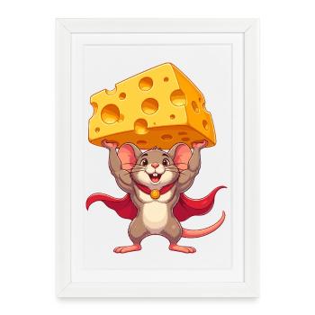 Supermaus Cheese Hero - Affiche encadrée (27 × 37 cm) - blanc - Devant