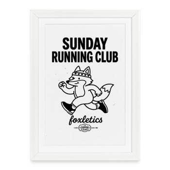 Club de course du dimanche Foxletics - Affiche encadrée (27 × 37 cm) - blanc - Devant