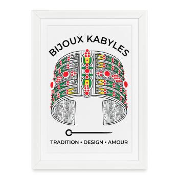 Bijoux de Kabylie - Affiche encadrée (27 × 37 cm) - blanc - Devant